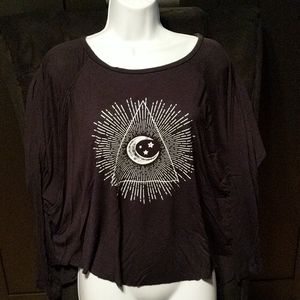 Grayson Threads Witchy Moon & Stars Bat Wing Top